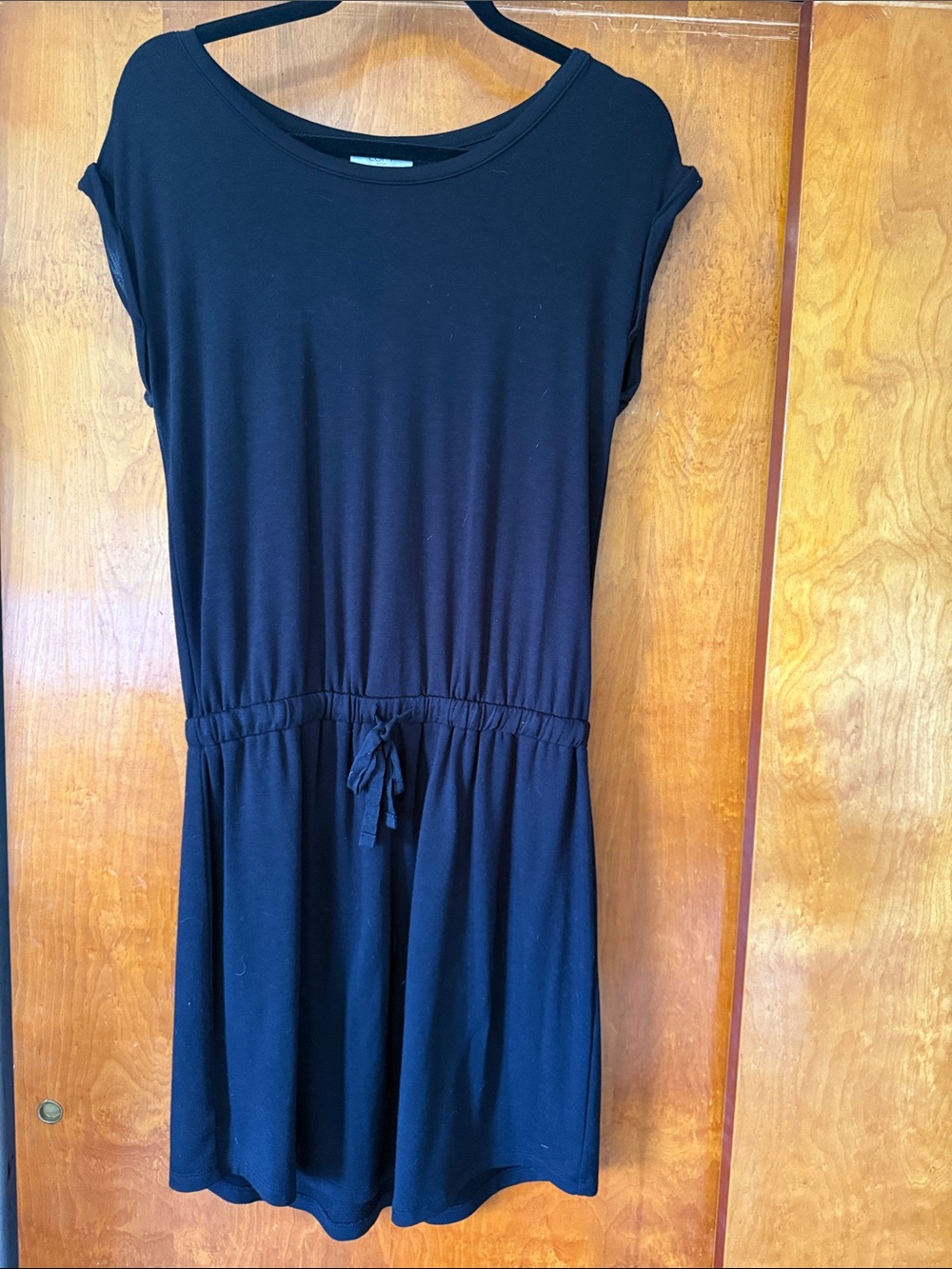 LOFT Black Short Sleeve Dress with Drawstring Waist